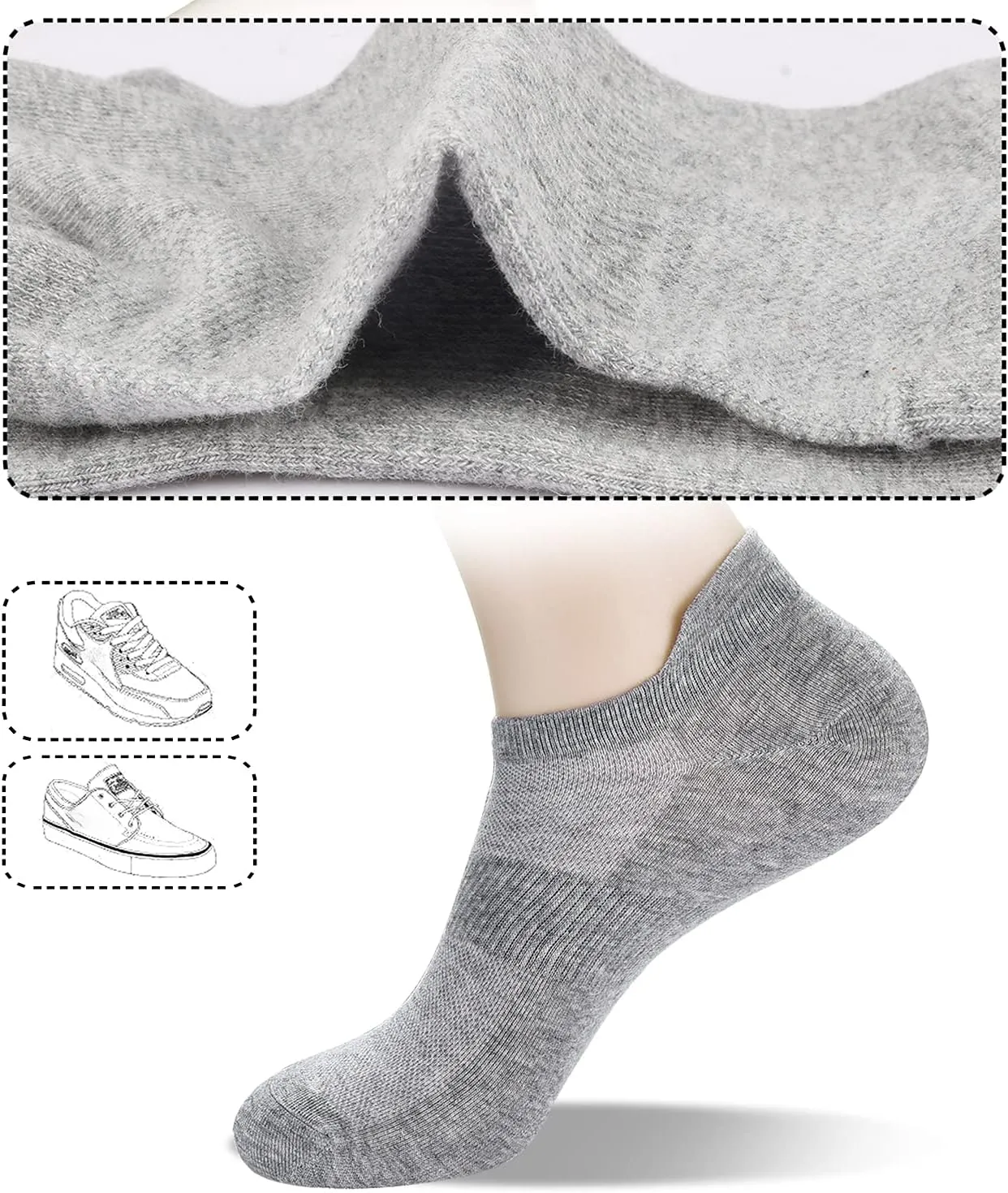 ATBITER Ankle Socks Womens and Men Thin Athletic Running Low Cut No Show Socks With Heel Tab 6-10 Pairs