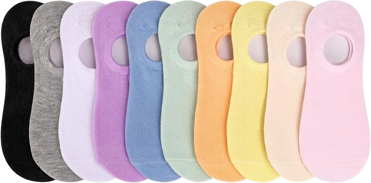 Auranso Girls No Show Socks Toddler Kids Boys Anti Slip Low Cut Socks 10 Pack