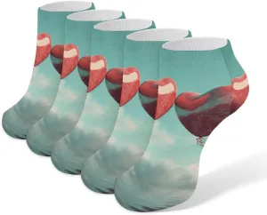 Balloon on Water Ankle Socks Soft Breathable No Show Socks Comfortable Cotton Low Cut Casual Socks for Women Men 5 Pairs
