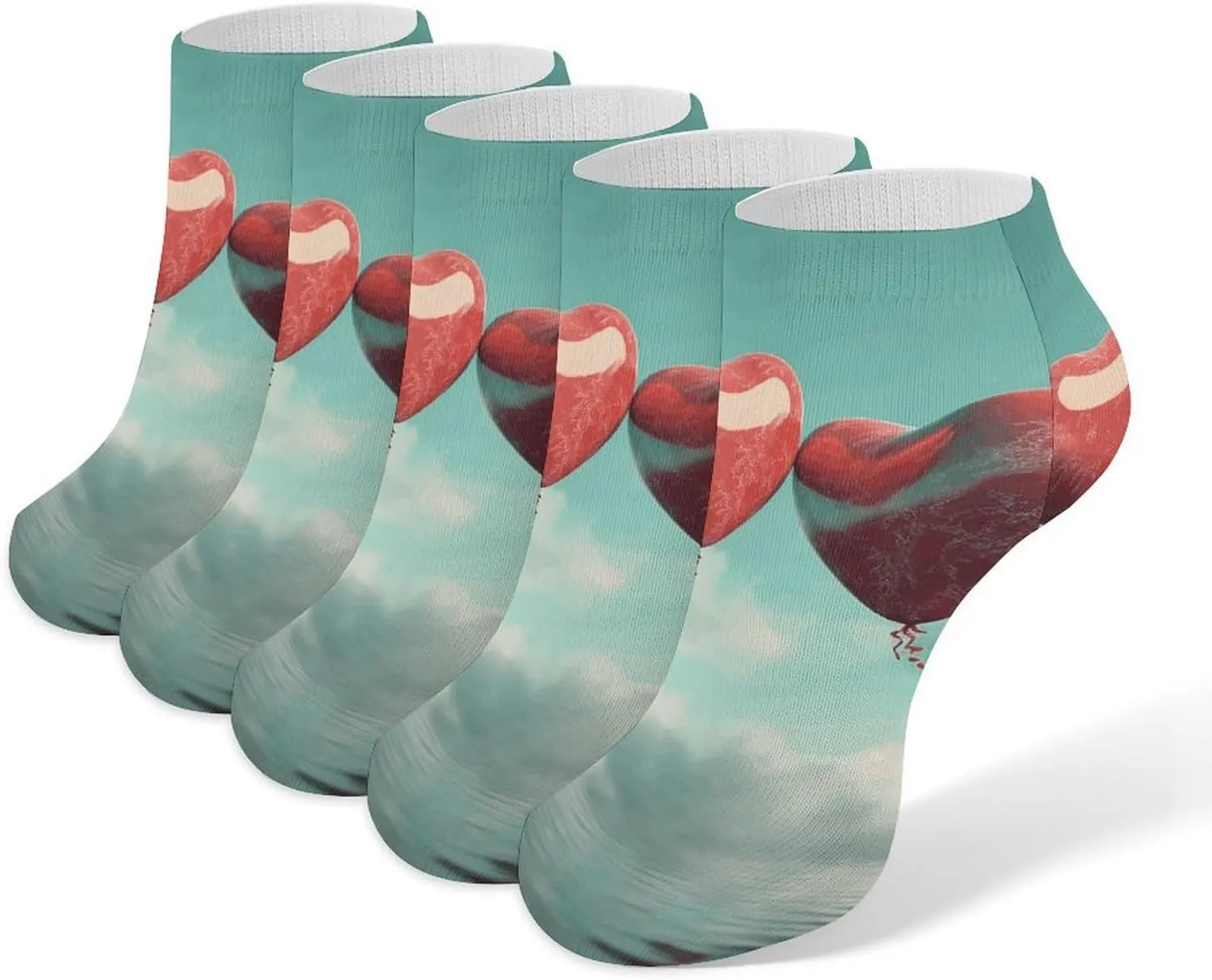 Balloon on Water Ankle Socks Soft Breathable No Show Socks Comfortable Cotton Low Cut Casual Socks for Women Men 5 Pairs
