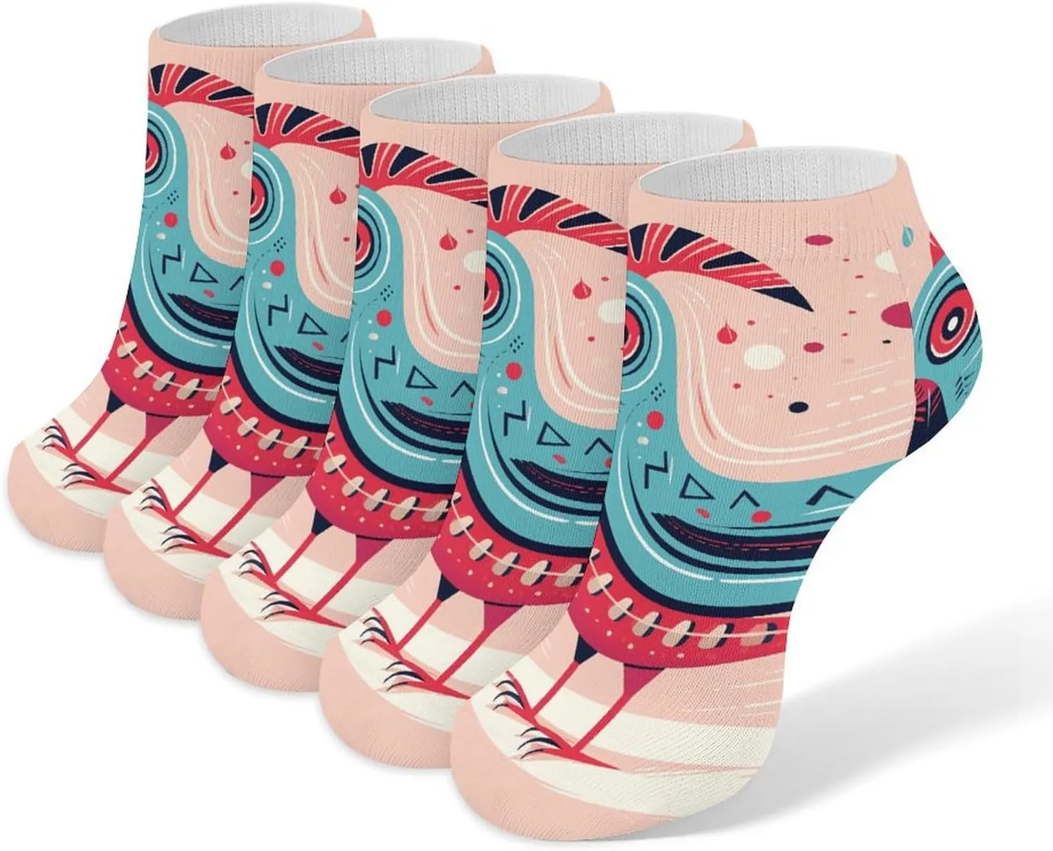 Bird Vector Illustration Ankle Socks Soft Breathable No Show Socks Comfortable Cotton Low Cut Casual Socks for Women Men 5 Pairs