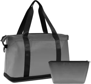 Black Grey Weekender Bags for Women Travel Duffel Bags with Shoe Compartment Overnight Bag Carry on Sports Duffel Bag with Toiletry Bag for Travel/Business/Gift Black Grey