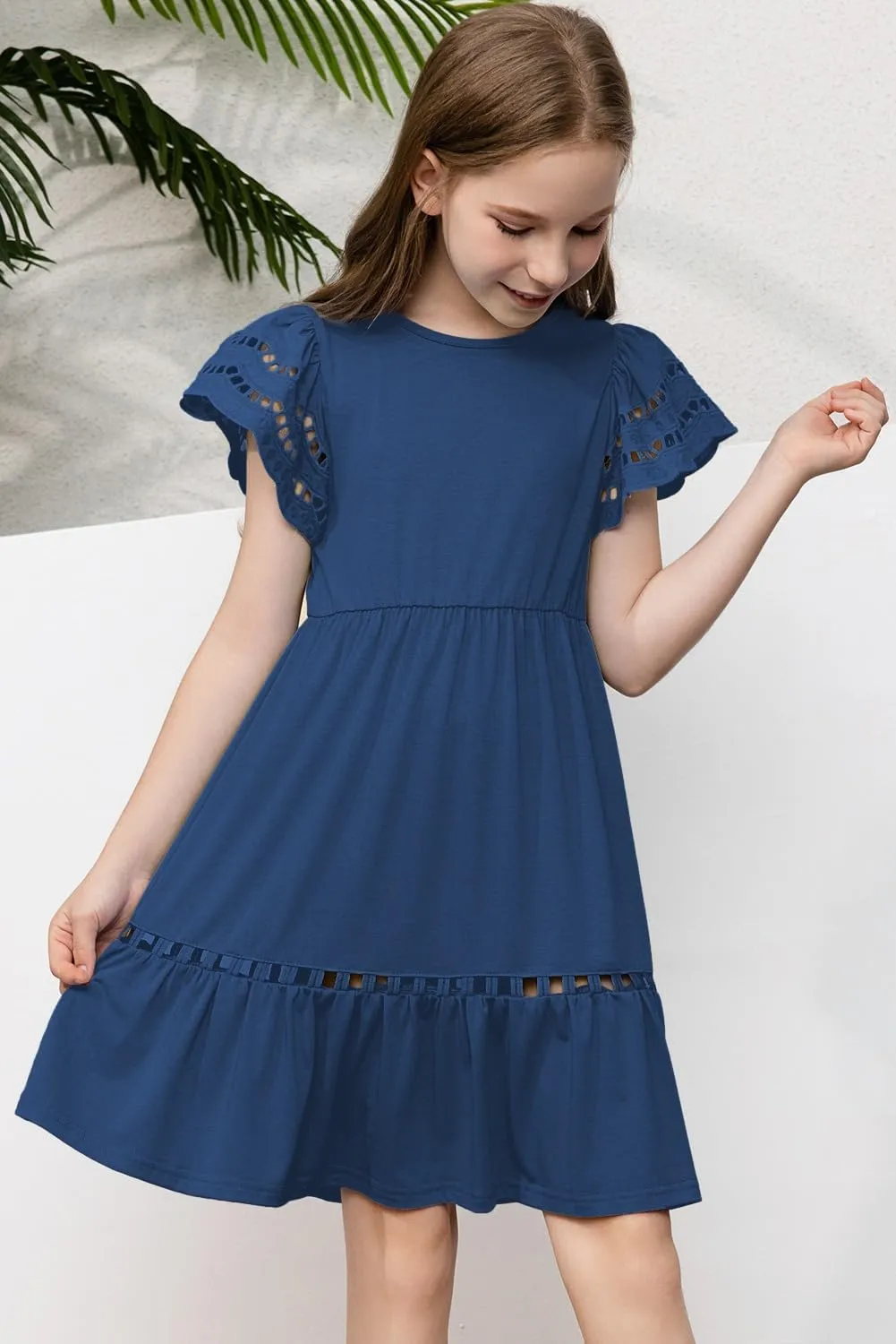 blibean Tween Girls Embroidery Sleeve Dress Summer Outfits 6-15 Years