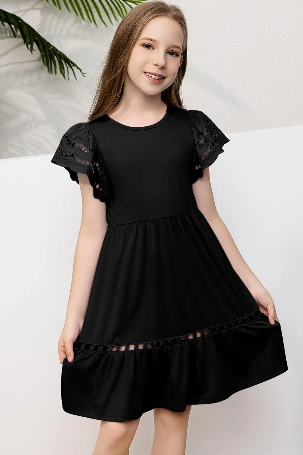blibean Tween Girls Embroidery Sleeve Dress Summer Outfits 6-15 Years
