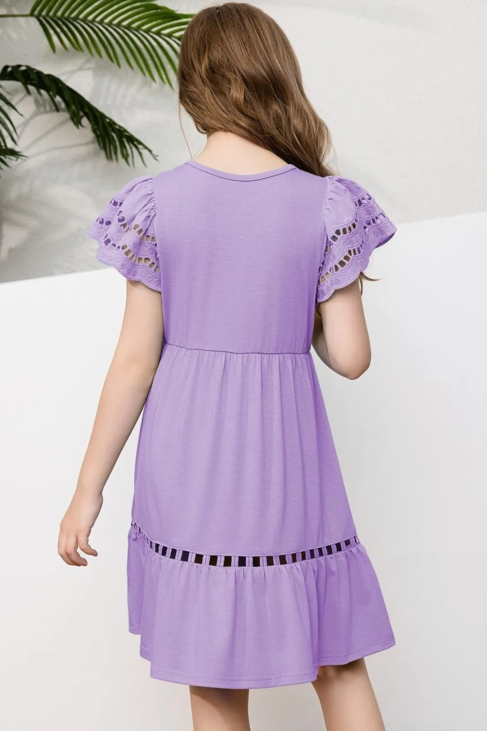 blibean Tween Girls Embroidery Sleeve Dress Summer Outfits 6-15 Years