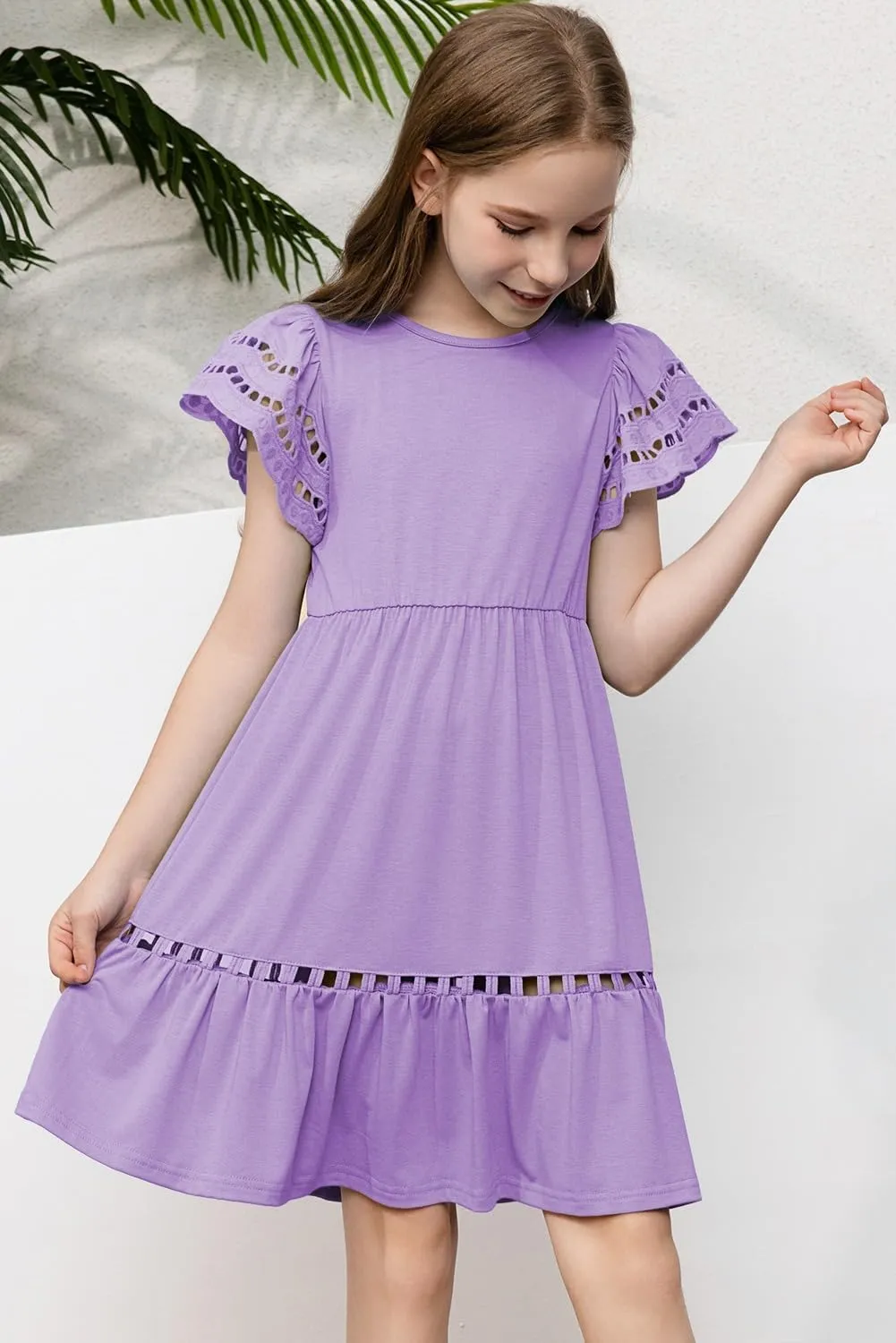 blibean Tween Girls Embroidery Sleeve Dress Summer Outfits 6-15 Years