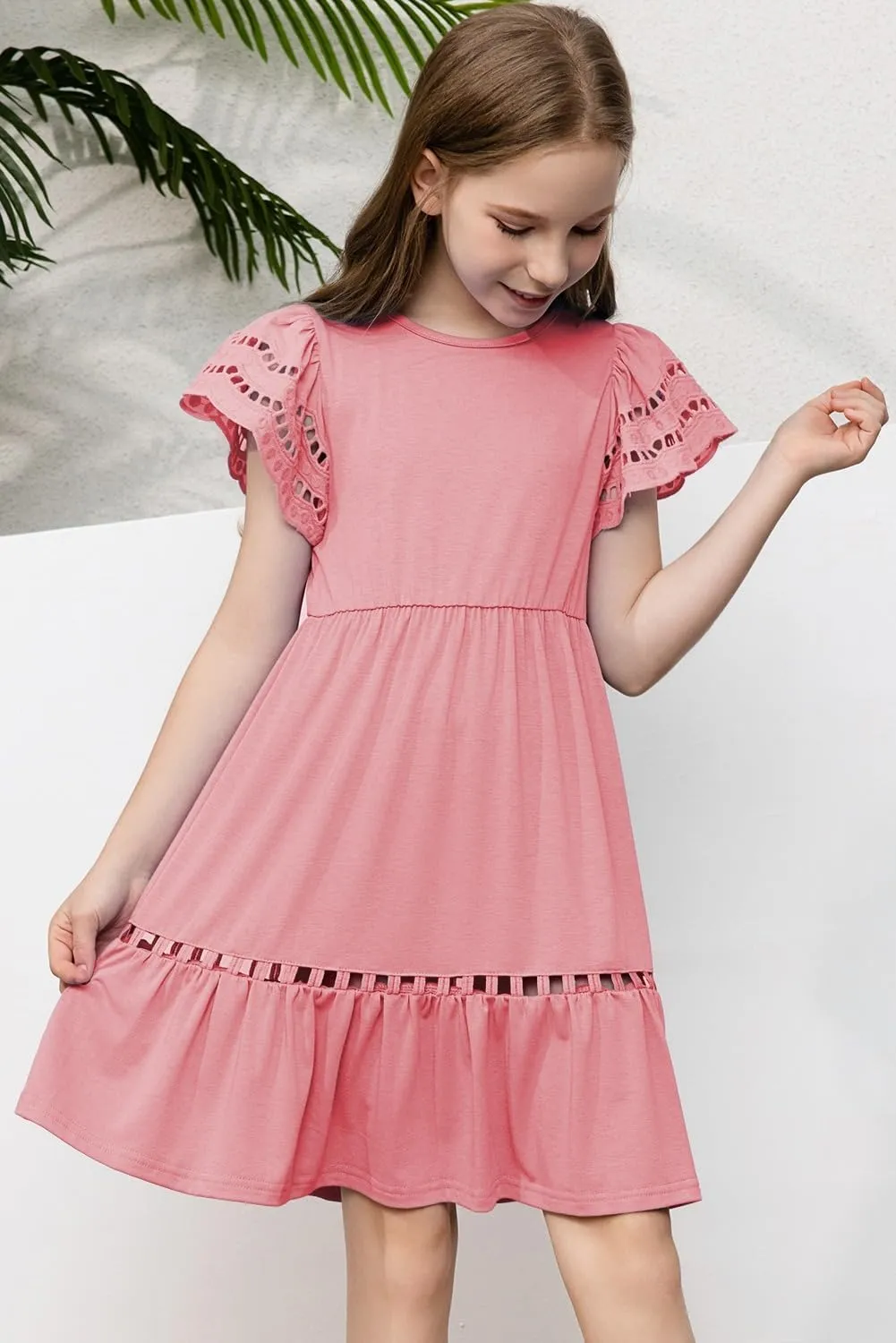blibean Tween Girls Embroidery Sleeve Dress Summer Outfits 6-15 Years