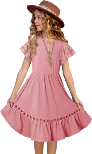 blibean Tween Girls Embroidery Sleeve Dress Summer Outfits 6-15 Years