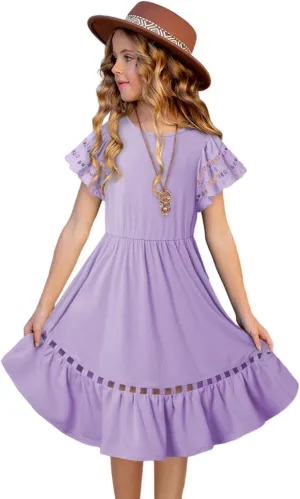 blibean Tween Girls Embroidery Sleeve Dress Summer Outfits 6-15 Years