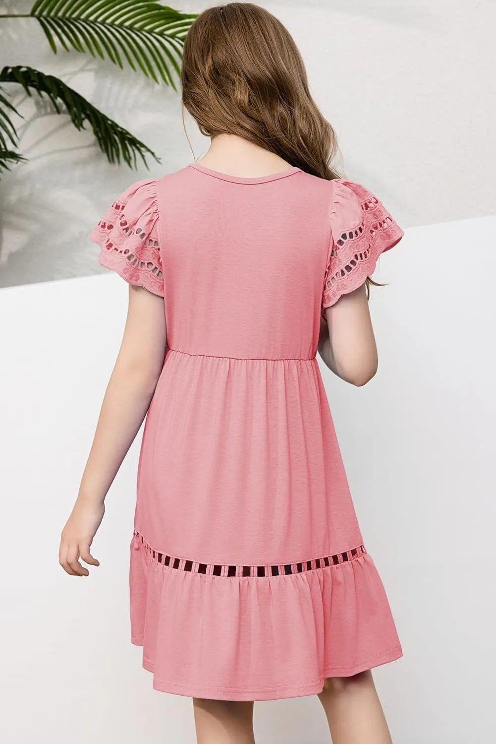 blibean Tween Girls Embroidery Sleeve Dress Summer Outfits 6-15 Years