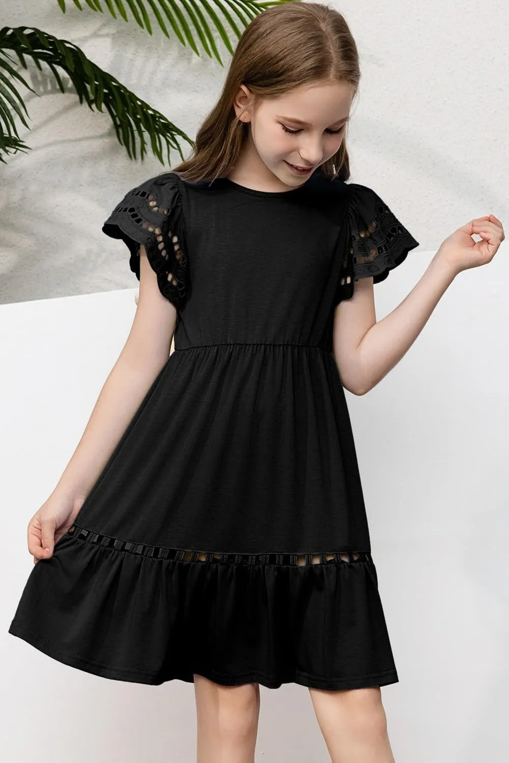 blibean Tween Girls Embroidery Sleeve Dress Summer Outfits 6-15 Years