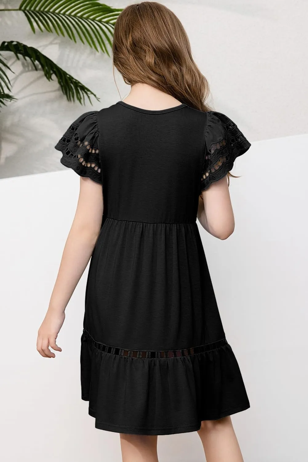 blibean Tween Girls Embroidery Sleeve Dress Summer Outfits 6-15 Years