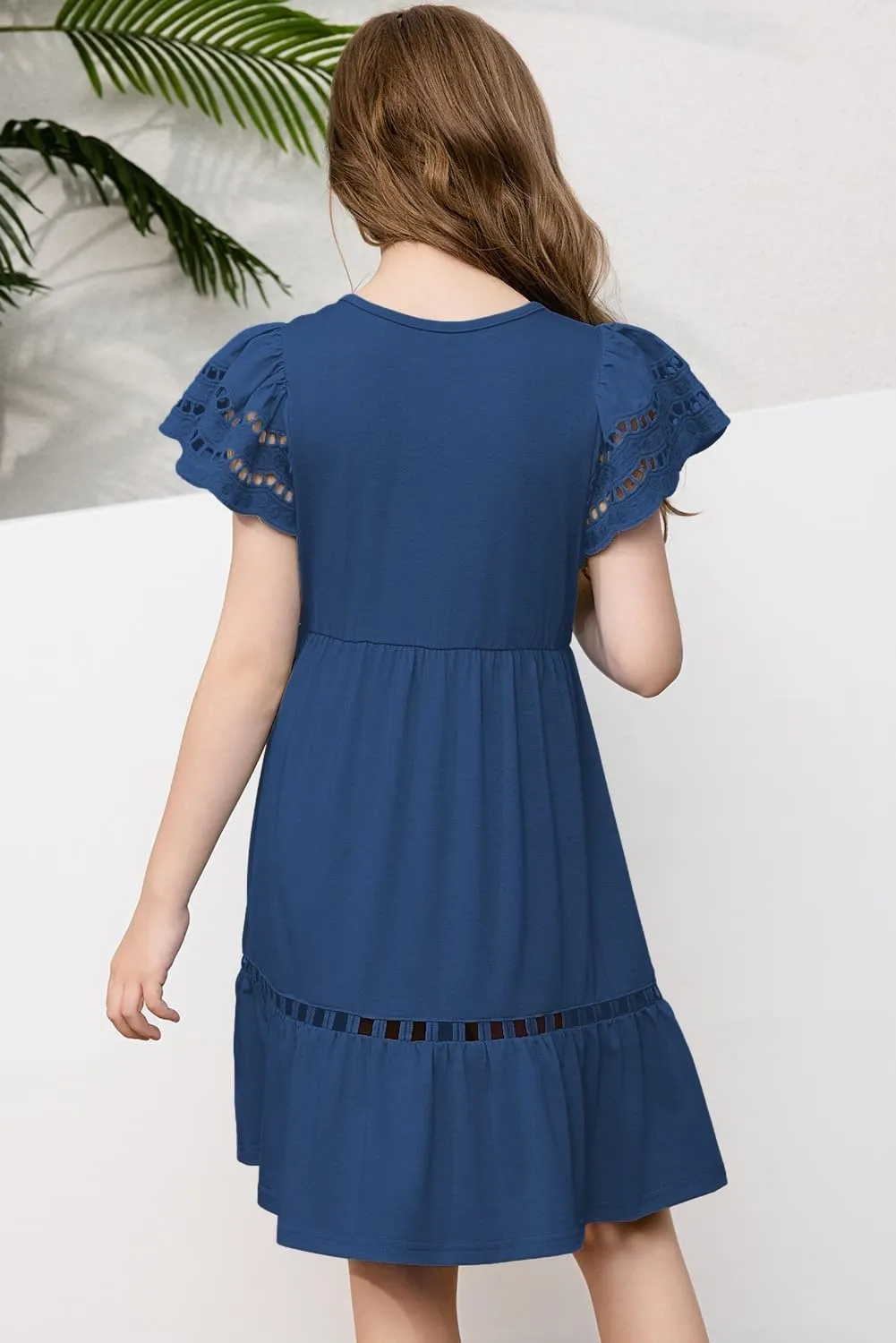 blibean Tween Girls Embroidery Sleeve Dress Summer Outfits 6-15 Years