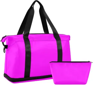 Bright Purple Weekender Bags for Women Travel Duffel Bags with Shoe Compartment Overnight Bag Carry on Sports Duffel Bag with Toiletry Bag for Travel/Business/Gift Bright Purple