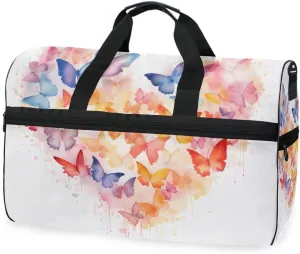 Butterfly Watercolor 4 Travel Duffel Bag Luggage Sports Gym Bags With Shoes Compartment Large Capacity Lightweight Duffle Bag For Men Women