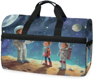 Character Cosmonaut Cute 1 Travel Duffel Bag Luggage Sports Gym Bags With Shoes Compartment Large Capacity Lightweight Duffle Bag For Men Women