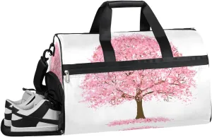 Cherry Tree Resistant Sports Gym Bag for Women Men Travel Duffel bag with Wet Pocket & Shoes Compartment Waterproof Weekender Bag 19.7"x9.9"x13"