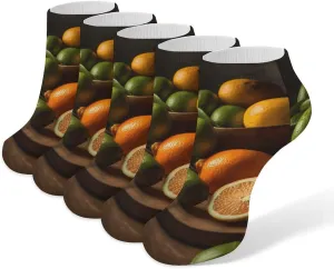 Citrus Fruits Ankle Socks Soft Breathable No Show Socks Comfortable Cotton Low Cut Casual Socks for Women Men 5 Pairs