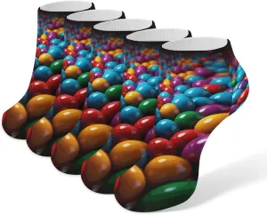 Colored Balls Ankle Socks Soft Breathable No Show Socks Comfortable Cotton Low Cut Casual Socks for Women Men 5 Pairs