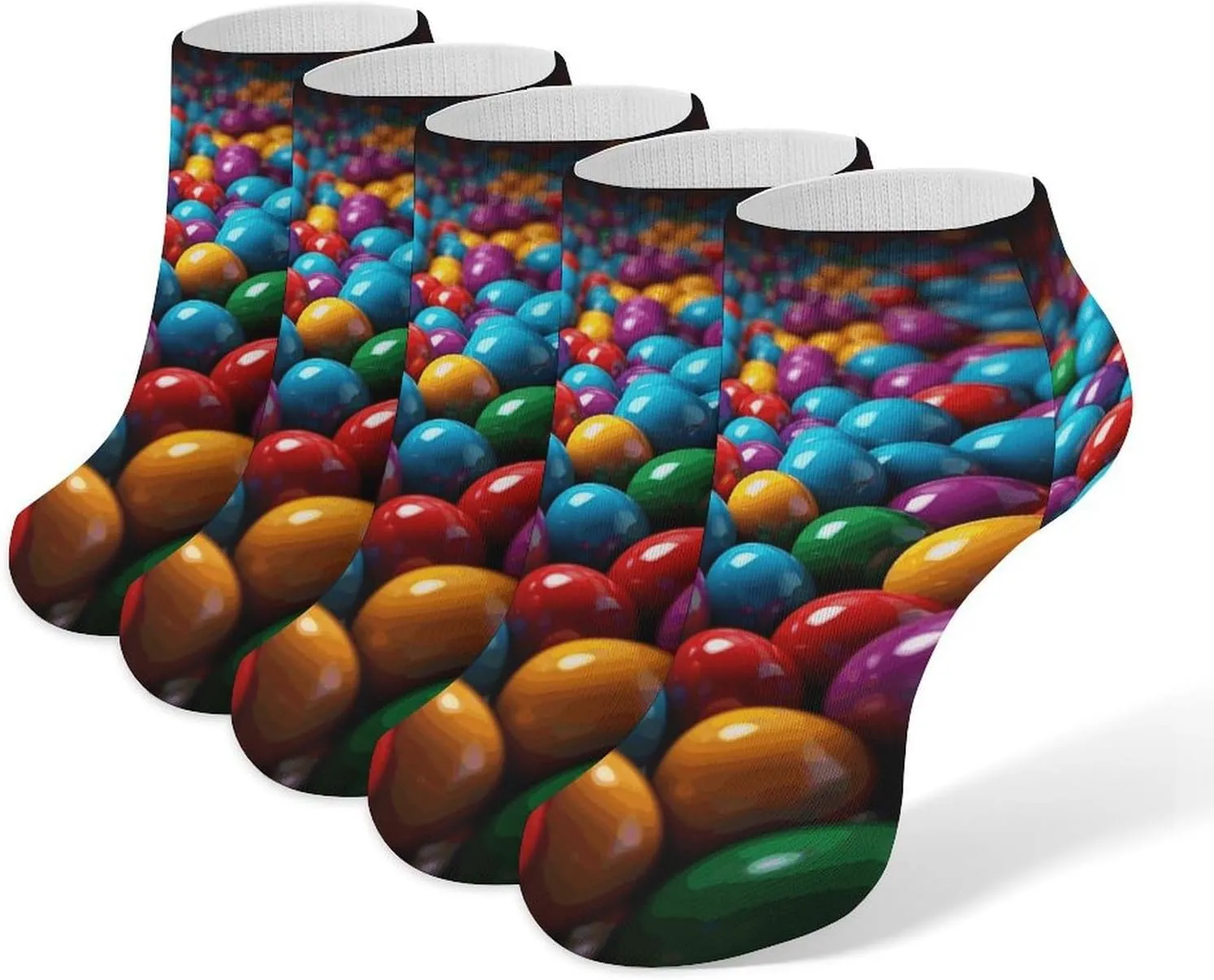 Colored Balls Ankle Socks Soft Breathable No Show Socks Comfortable Cotton Low Cut Casual Socks for Women Men 5 Pairs