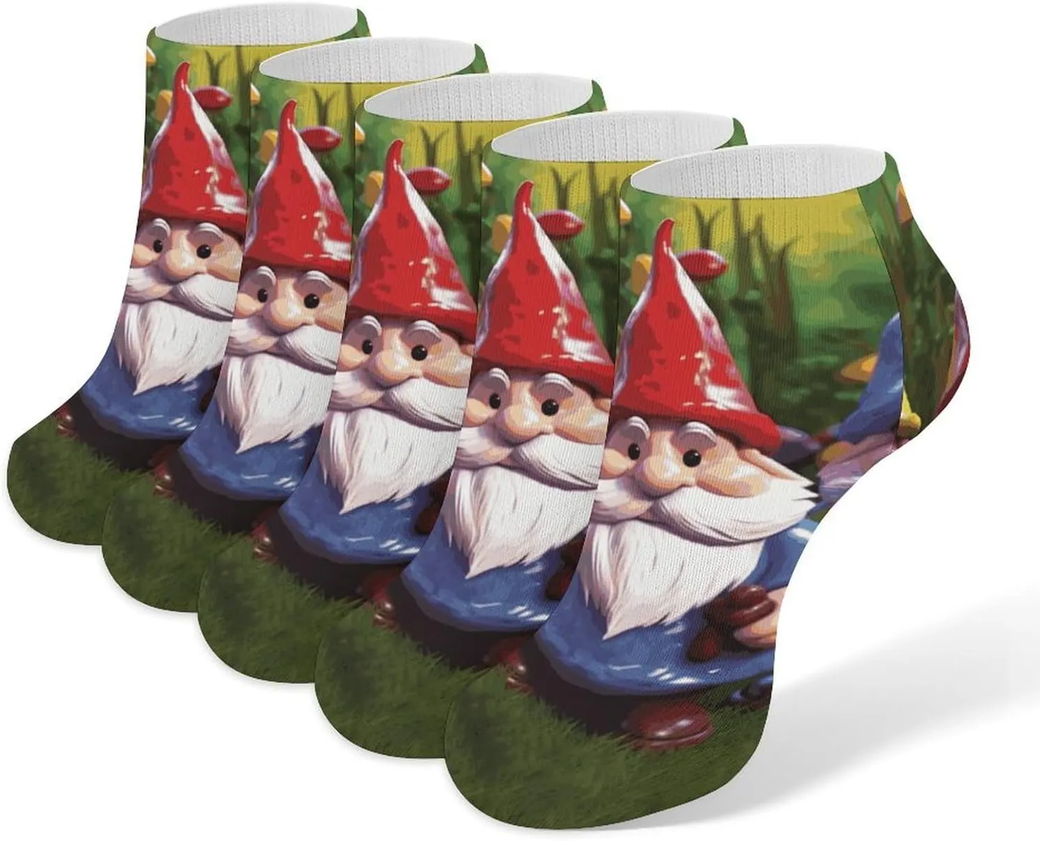 Colorful Gnomes Ankle Socks Soft Breathable No Show Socks Comfortable Cotton Low Cut Casual Socks for Women Men 5 Pairs