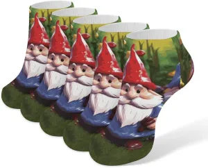 Colorful Gnomes Ankle Socks Soft Breathable No Show Socks Comfortable Cotton Low Cut Casual Socks for Women Men 5 Pairs