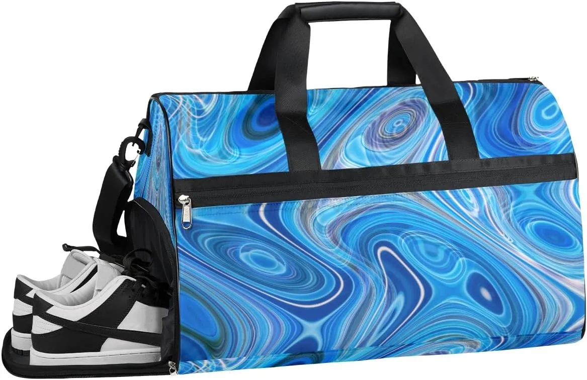 Colorful Psychedelic Resistant Sports Gym Bag for Women Men Travel Duffel bag with Wet Pocket & Shoes Compartment Waterproof Weekender Bag 19.7"x9.9"x13"