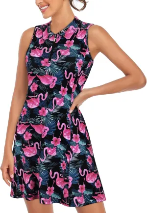 Cucuchy Style Womens Polo Tennis Golf Dresses with Shorts Sleeveless Zip Up Athletic Dress