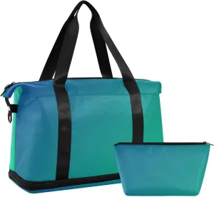Dark Blue Green Weekender Bags for Women Travel Duffel Bags with Shoe Compartment Overnight Bag Carry on Sports Duffel Bag with Toiletry Bag for Travel/Business/Gift Dark Blue Green 02