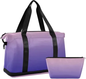 Dark Blue Pink Weekender Bags for Women Travel Duffel Bags with Shoe Compartment Overnight Bag Carry on Sports Duffel Bag with Toiletry Bag for Travel/Business/Gift Dark Blue Pink 03