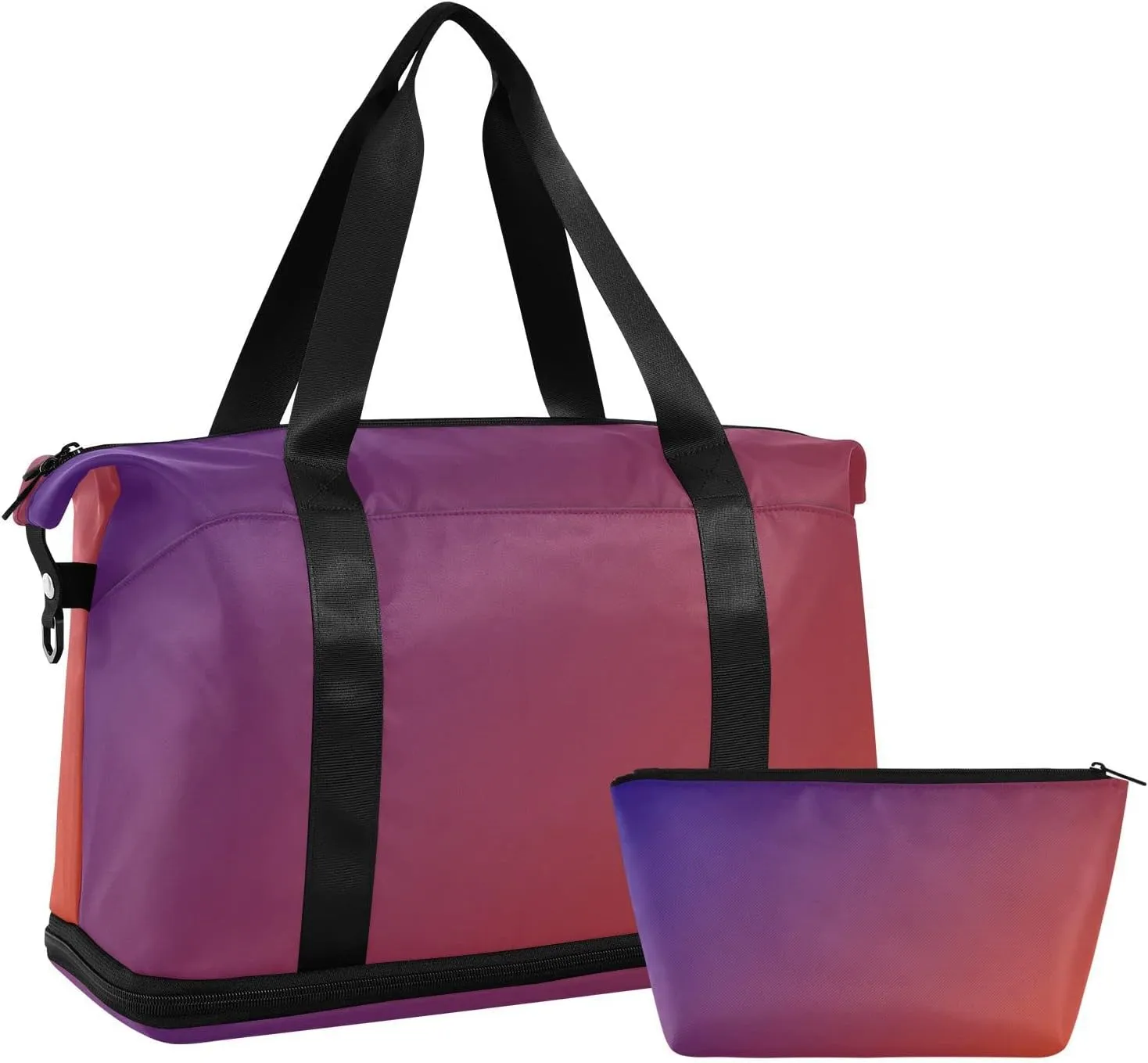 Dark Blue Red Weekender Bags for Women Travel Duffel Bags with Shoe Compartment Overnight Bag Carry on Sports Duffel Bag with Toiletry Bag for Travel/Business/Gift Dark Blue Red 02