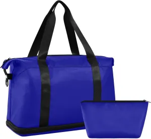 Dark Blue Weekender Bags for Women Travel Duffel Bags with Shoe Compartment Overnight Bag Carry on Sports Duffel Bag with Toiletry Bag for Travel/Business/Gift Dark Blue