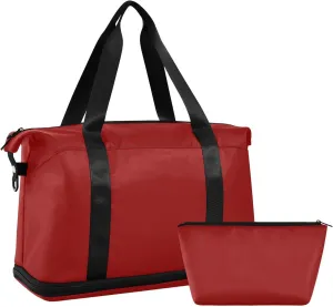 Dark Red Weekender Bags for Women Travel Duffel Bags with Shoe Compartment Overnight Bag Carry on Sports Duffel Bag with Toiletry Bag for Travel/Business/Gift Dark Red