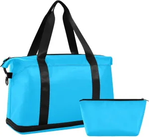 Deep Sky Blue Weekender Bags for Women Travel Duffel Bags with Shoe Compartment Overnight Bag Carry on Sports Duffel Bag with Toiletry Bag for Travel/Business/Gift Deep Sky Blue