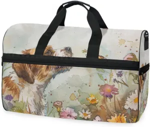 Dog Chasing A Butterfly Travel Duffel Bag Luggage Sports Gym Bags With Shoes Compartment Large Capacity Lightweight Duffle Bag For Men Women