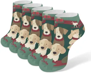 Dog on Greeting Card Ankle Socks Soft Breathable No Show Socks Comfortable Cotton Low Cut Casual Socks for Women Men 5 Pairs