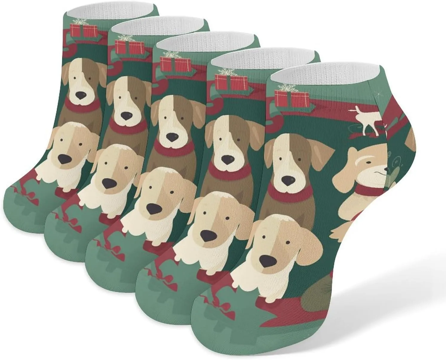 Dog on Greeting Card Ankle Socks Soft Breathable No Show Socks Comfortable Cotton Low Cut Casual Socks for Women Men 5 Pairs