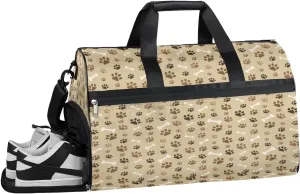 Dog Paw Stripe Gym Bag for Men Women Fitness Workout Sports Duffle Bag with Shoes Compartment Water Resistant Overnight Weekender Duffel Bag