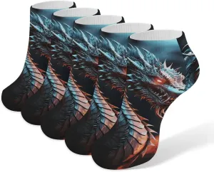 Dragon Ankle Socks Soft Breathable No Show Socks Comfortable Cotton Low Cut Casual Socks for Women Men 5 Pairs