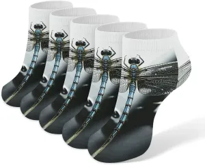 Dragonfly Ankle Socks Soft Breathable No Show Socks Comfortable Cotton Low Cut Casual Socks for Women Men 5 Pairs