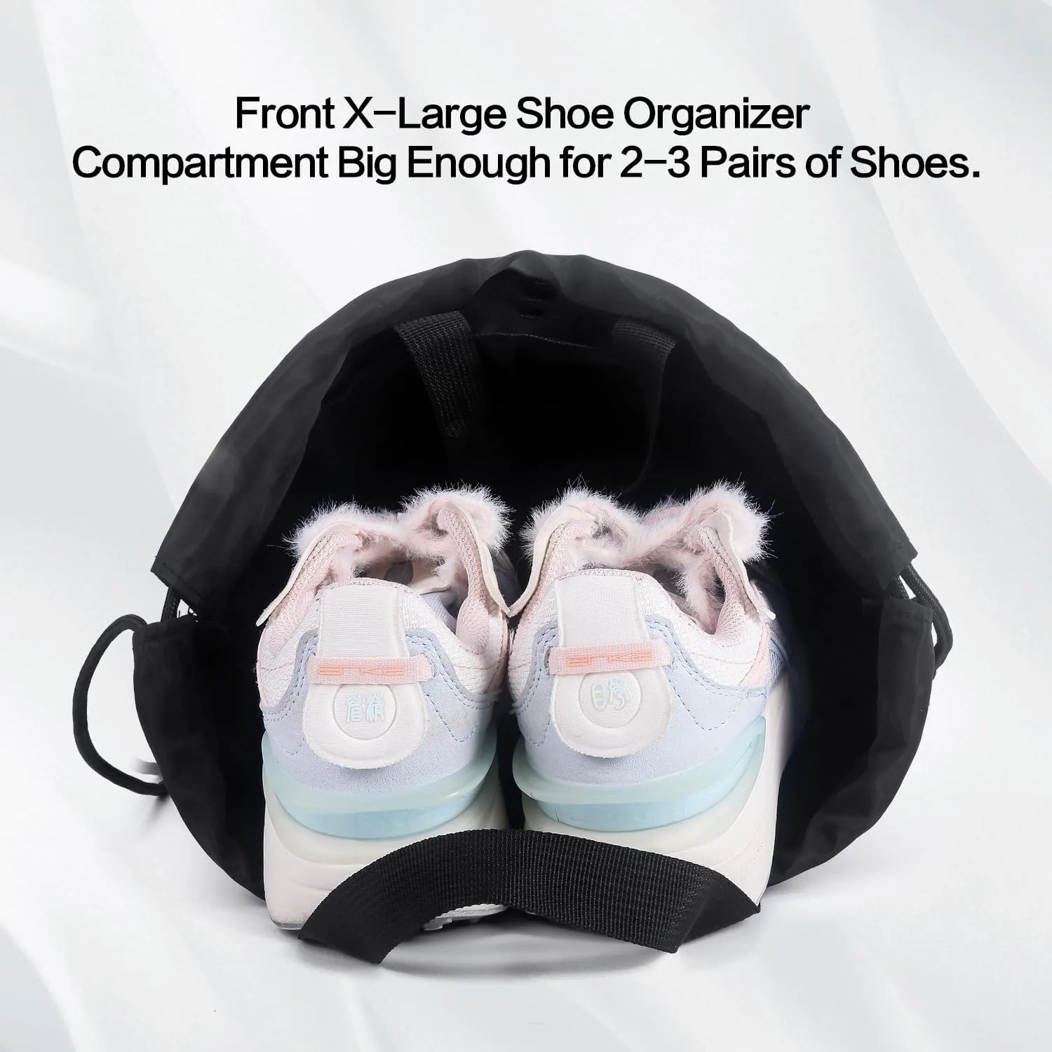 Drawstring Backpack with Shoes Compartment, Water-Resistant Sports Gym Bag for Men Women, 45L String Backpack Cinch with Two Bottle Holder