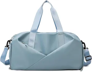 Duffle Bag, Gym Bag for Women, Separate Shoes Compartment Yoga Bag, Wet and Dry Separation Beach Bag, Sky blue, Small, Leisure