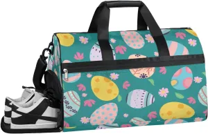 Easter Day Decor Theme Gym Bag for Women Duffle with Shoes Compartment Men Weekender Duffel Bags for Travel Sports Swimming Overnight Dance