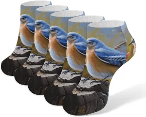 Eastern Bluebird Ankle Socks Soft Breathable No Show Socks Comfortable Cotton Low Cut Casual Socks for Women Men 5 Pairs