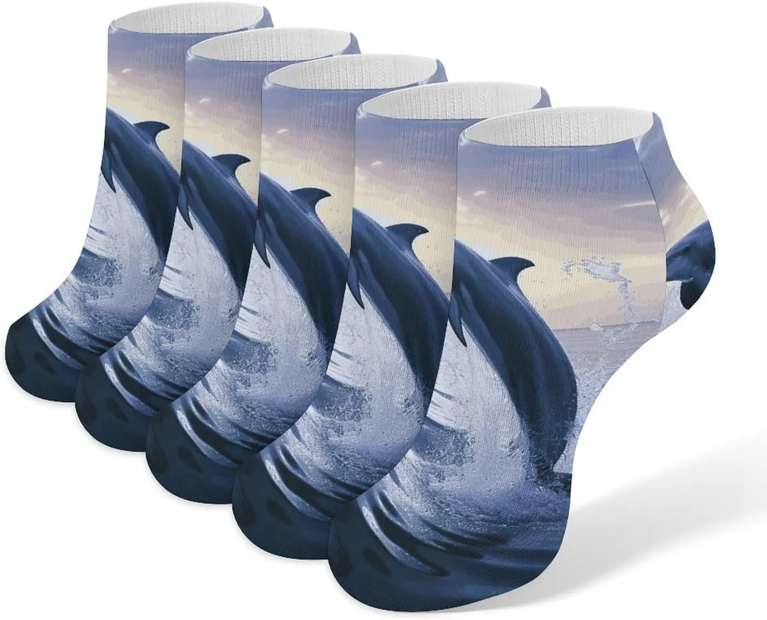 Elegant Dolphin Ankle Socks Soft Breathable No Show Socks Comfortable Cotton Low Cut Casual Socks for Women Men 5 Pairs