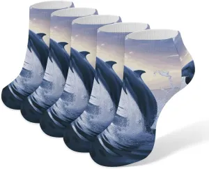 Elegant Dolphin Ankle Socks Soft Breathable No Show Socks Comfortable Cotton Low Cut Casual Socks for Women Men 5 Pairs