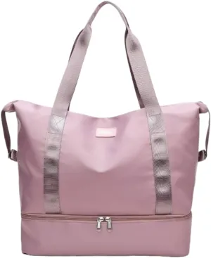 ESUPPORT Gym Bag for Women Travel Duffel Bag Weekender Carry on Overnight Bag with Wet Pocket and Expandable Shoes Compartment(Pink)