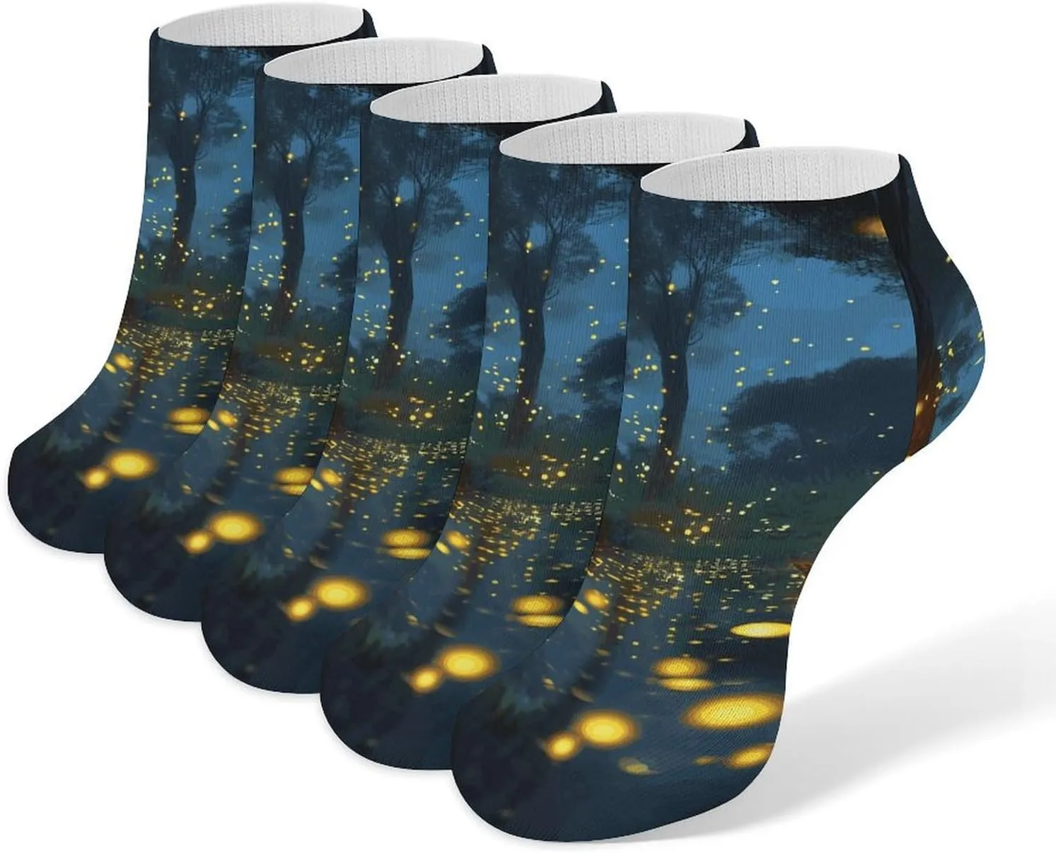 Fireflies Ankle Socks Soft Breathable No Show Socks Comfortable Cotton Low Cut Casual Socks for Women Men 5 Pairs