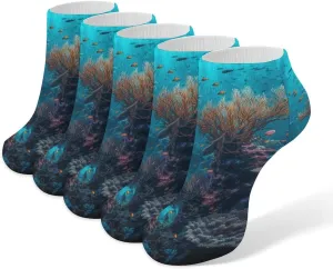 Fish Ankle Socks Soft Breathable No Show Socks Comfortable Cotton Low Cut Casual Socks for Women Men 5 Pairs