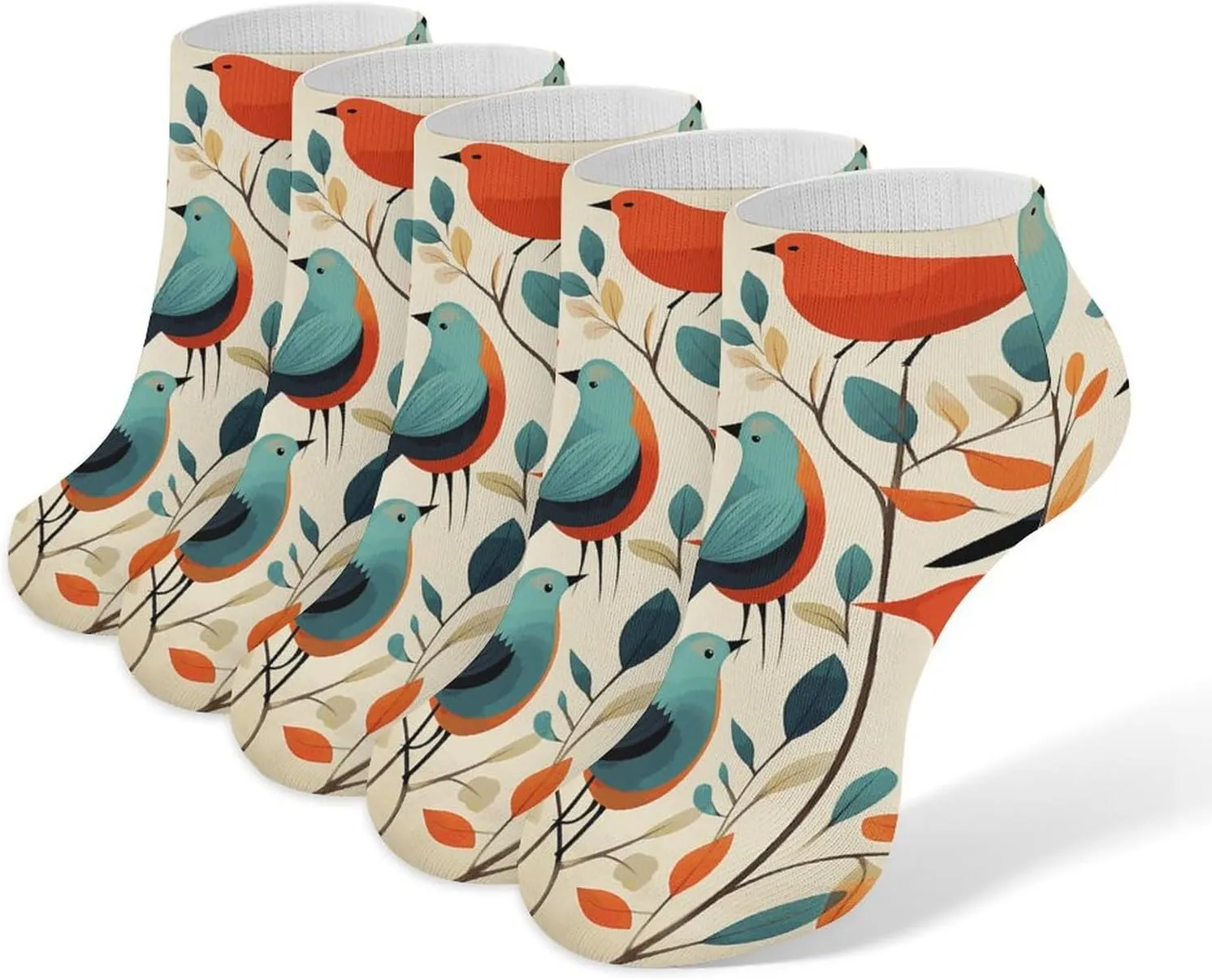 Flock Of Birds Ankle Socks Soft Breathable No Show Socks Comfortable Cotton Low Cut Casual Socks for Women Men 5 Pairs